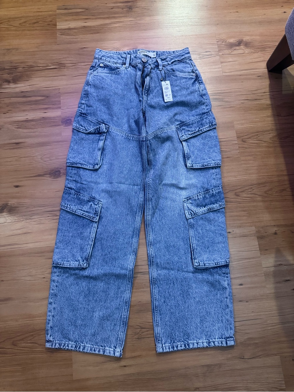 Women’s Cargo Jeans — Blue Wide-Leg Utility Style